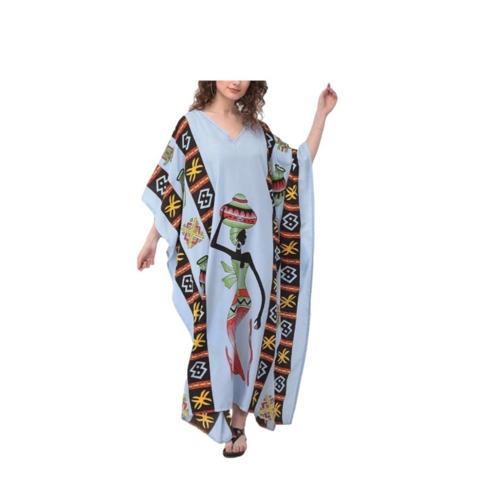 Gypsie Blue Swim Cover Kaftan Blue One Size